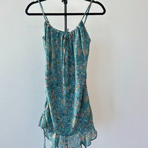 FLORAL PRINT BLUE MINI DRESS